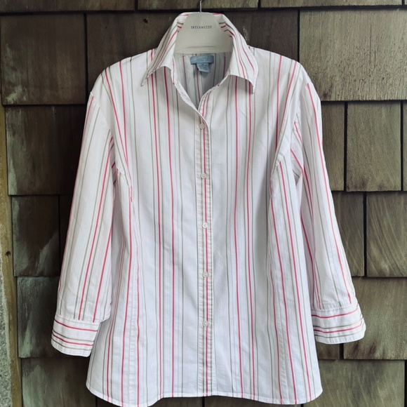 Striped Shirt Plus Size 3X Button Down 3/4 sleeves - Picture 3 of 10